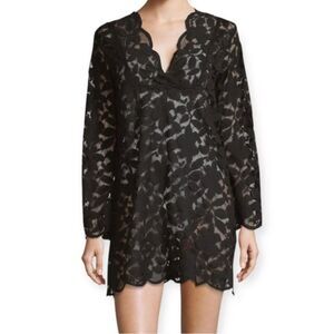 J Valdi Elegant Black Lace Mini Dress